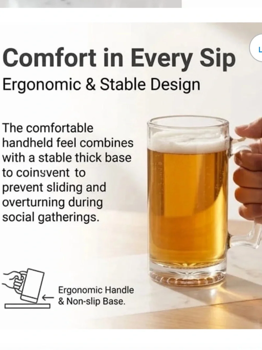 Glass Beer Mug - 26 oz